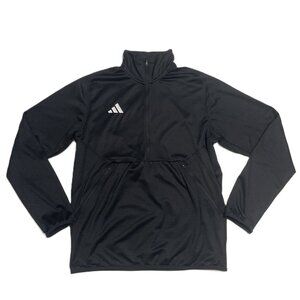 Adidas Track Jacket Mens L Black 1/4 Zip Sideline Aeroready Pullover Soccer Logo